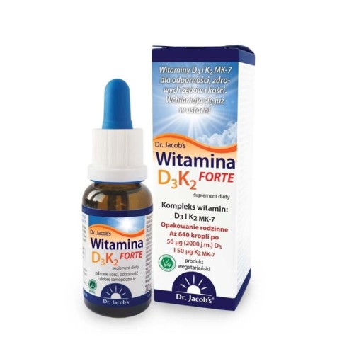 Witamina D3 K2 FORTE w kroplach 20 ml - Dr Jacob's