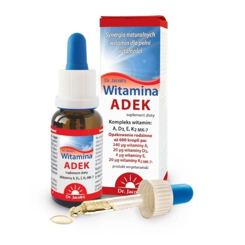 Witamina ADEK (witaminy A + D + E + K) w kroplach 20 ml - Dr Jacob's