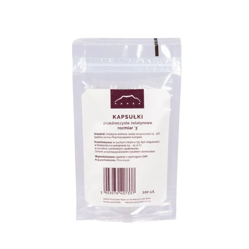 Kapsułki żelatynowe przezroczyste rozmiar 3 bardzo małe 100 szt - Nanga